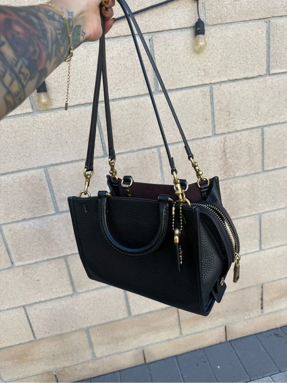 Coach Black Pebbled Leather rogue 25 with Gold Hardware